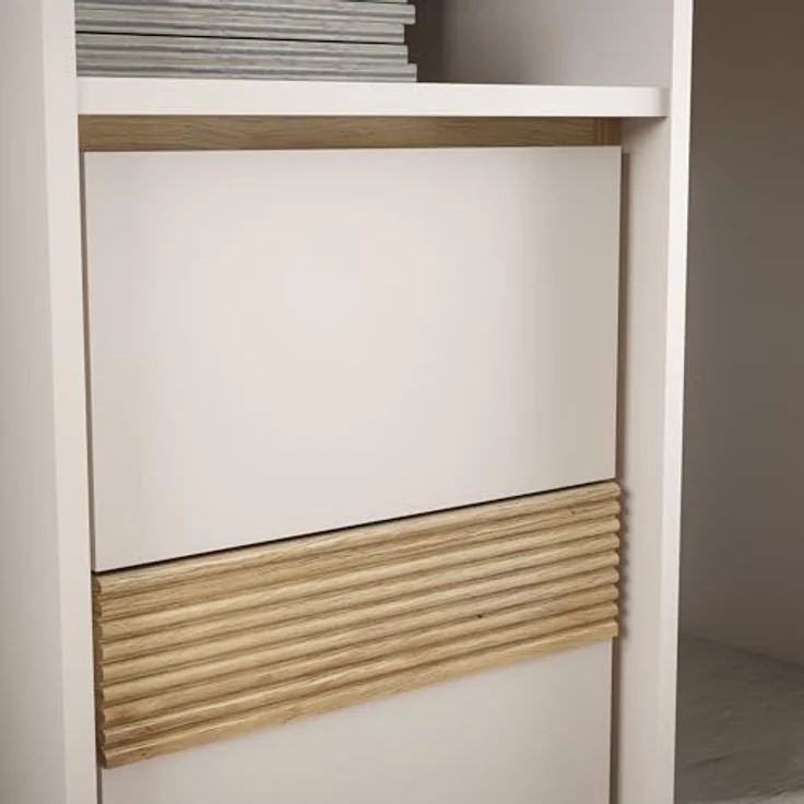 Forte WEXLIN Schreibtisch 120, moderner Schreibtisch mit Stauraumfach und Schranktür, Kinder- und Jugendzimmer, Kaschmir|Beige|Mauvella Eiche Holzdekor, 119,7 cm breit x 75,7 cm hoch x 50,2 cm tief – Bild 9