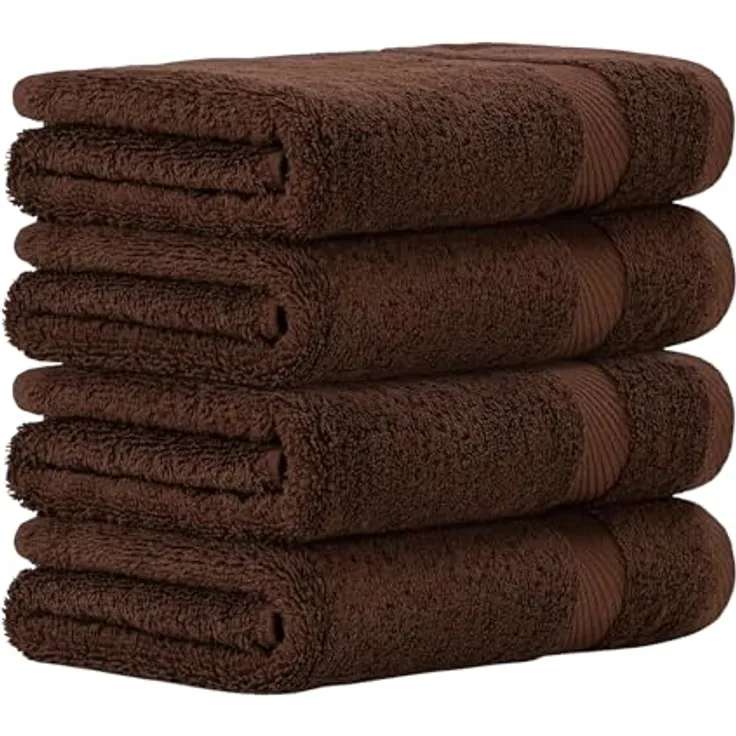 Luckytowel Handtücher Set 50x100 cm, Oeko-TEX Frottee Handtücher aus 100% Baumwolle, 600 g/m², saugstark und flauschig, 4er Pack Braun
