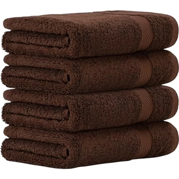 Luckytowel Handtücher Set 50x100 cm, Oeko-TEX Frottee Handtücher aus 100% Baumwolle, 600 g/m², saugstark und flauschig, 4er Pack Braun – Bild 1