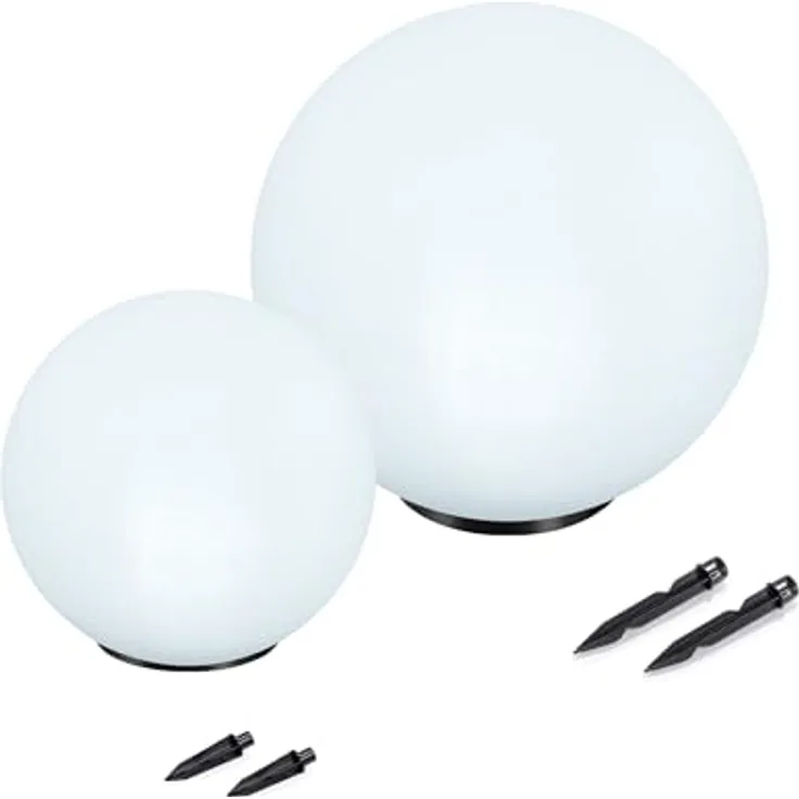 Esotec Solarkugeln für den Garten, 2er Set, multicolor, 20+30cm, 7 Leuchtfarben, Akku, winterfest, Solarleuchte, Kugelleuchte, 102613
