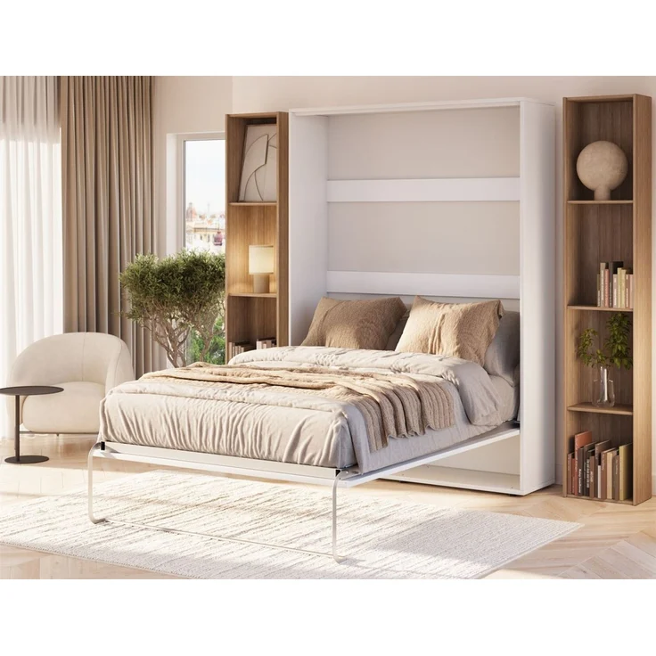 Wandklappbett Schrankbett GRITT 140x200 cm Farbe Weiß ohne Matratze – Bild 1