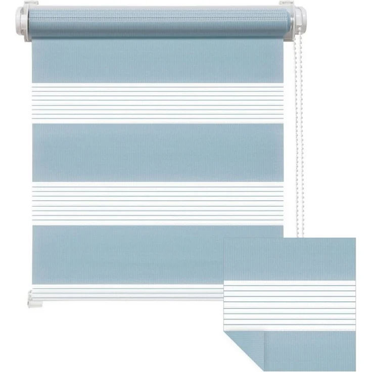 Doppelrollo Zevra Doppelrollo / Duo Rollo, 35 x 160 cm, hellblau, Victoria M, halbtransparent, ohne Bohren, freihängend, verschraubt, Feuchtraumgeeignet, Sichtschutz oder Durchsicht – Bild 1