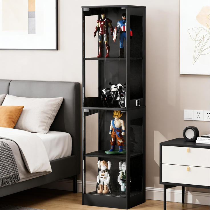 DESVIAE Vitrine mit LED-Beleuchtung und Bewegungssensor 40x165x35 cm ABS Akazienholz – Bild 3