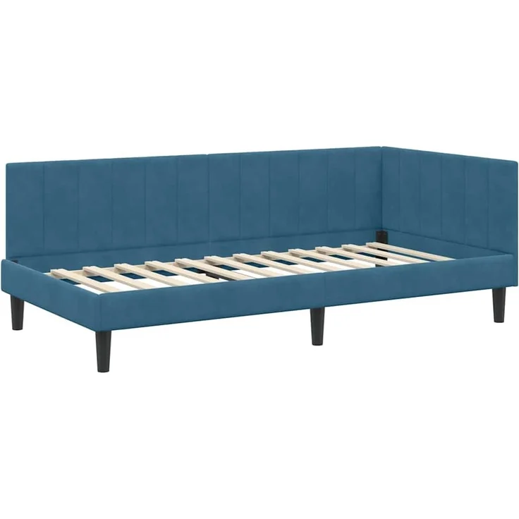 vidaXL Eckbettgestell mit Kopfteil Blau 90 cm x 200 cm Samt 42016347 – Bild 3