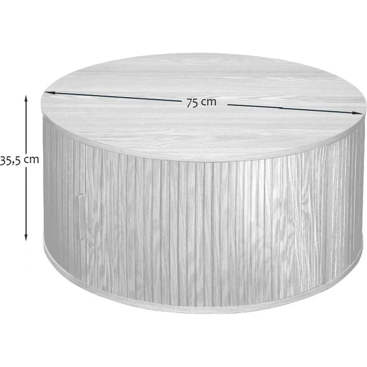Casâme 'ERNEST' Runder Couchtisch mit Stauraum D75 cm - Helles Holz – Bild 7