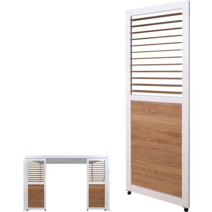 Lamellenwand für Pergola HWC-P65, Lamellenpaneel Modul Paneel Seitenwand, Aluminium 220x68cm Holzoptik ~ weiß