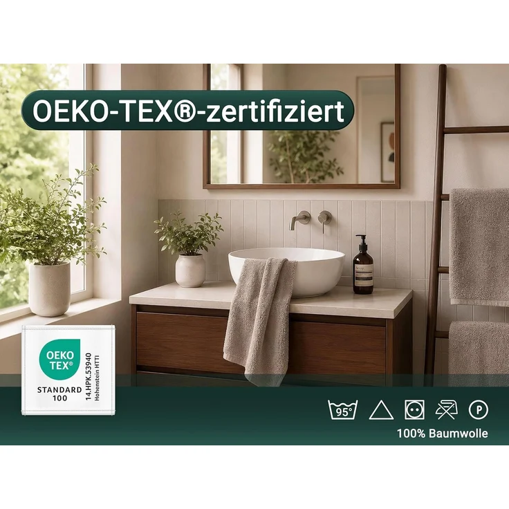 ZOLLNER 10er Set Handtücher, 100% Baumwolle, 50x100 cm, fango – Bild 5