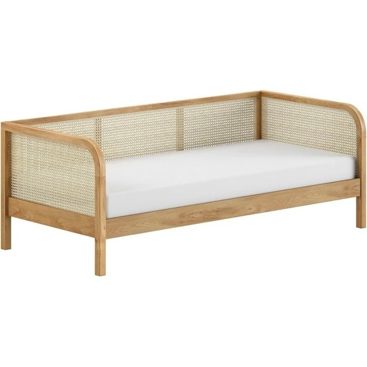 Einzelbett Olive 98.5 x 208.5 x 90 cm Eiche MDF Rattan Natur – Bild 4
