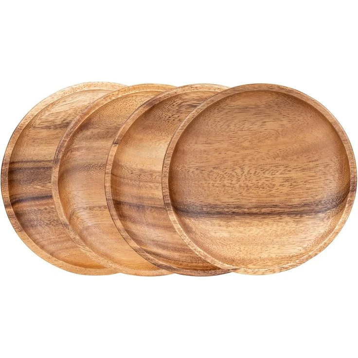 Levandeo® Dekoteller, 4er Set Runde Teller Akazie Ø15cm Holzteller Snackteller Dekoteller – Bild 3