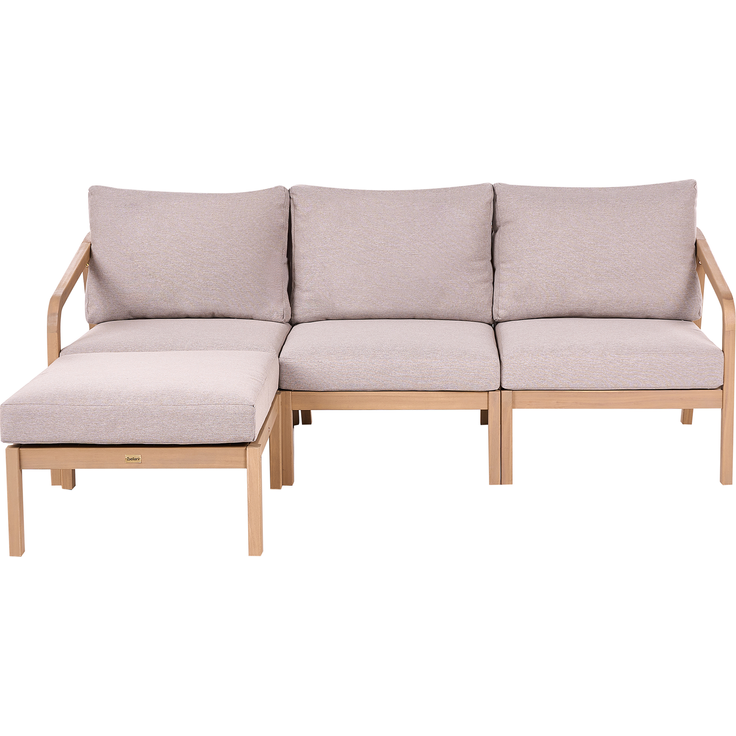 Gartensofa Set 3-Sitzer RIVELLO mit Ottomane Akazienholz Hellbraun