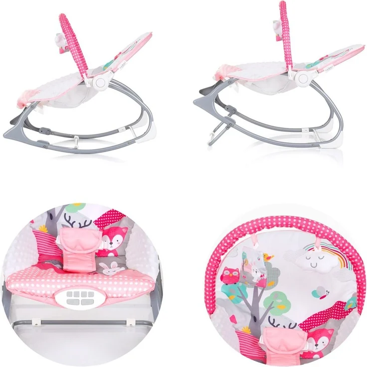 Chipolino Babywippe Melody 2 in 1 Gurt Musik Vibration Spieluhr Schaukelfunktion pink – Bild 3