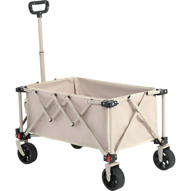Faltbarer Bollerwagen 80L mit All-Terrain-Rädern, 77x48x45 cm, 60 kg, Beige – Bild 3