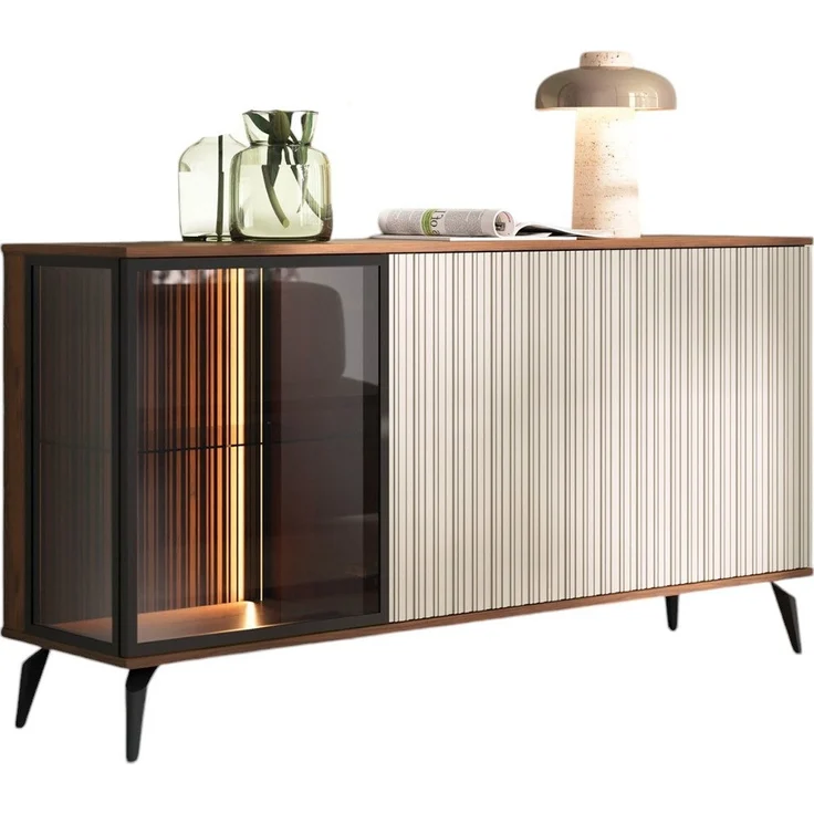 Compleo Kommode dreitürig für Wohnzimmer, gerillte Front, VIVIN, Breite: 154 cm – Bild 5