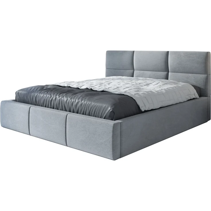 Polsterbett EMILI-OM 90x200 mit Bettkasten und Lattenrost. Farbe: Silber 15 – Bild 1