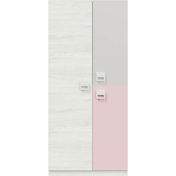 Jugendzimmer-Set >NUBE< in Alpen-Weiß / Grau / Rosa - 199x65x96 (BxHxT) – Bild 3