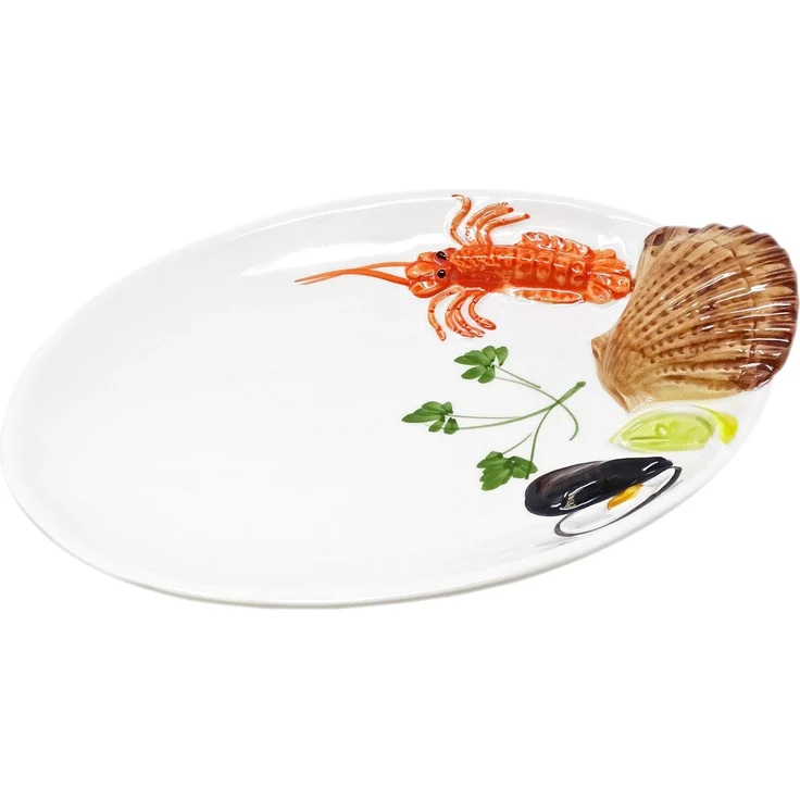 Lashuma Servierteller Meeresfrüchte, Keramik, (1-tlg, 26 x 18 cm), Ovaler Salatteller italienisch zum Servieren – Bild 7