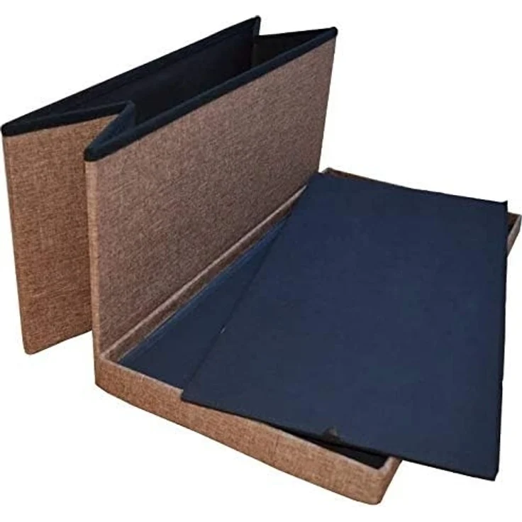 Style home Sitzbank Sitzhocker mit Stauraum, Faltbare Sitztruhe Fußbank Aufbewahrungsbox Polsterbank, belastbar bis 300kg, Leinen, 76 * 38 * 38 cm (Braun) – Bild 5