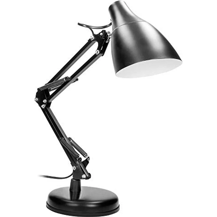 Virone DIAN Schreibtischlampe E27, flexible Tischleuchte mit stabilem Metallrahmen und 110 cm Kabel, schwarz – Bild 1