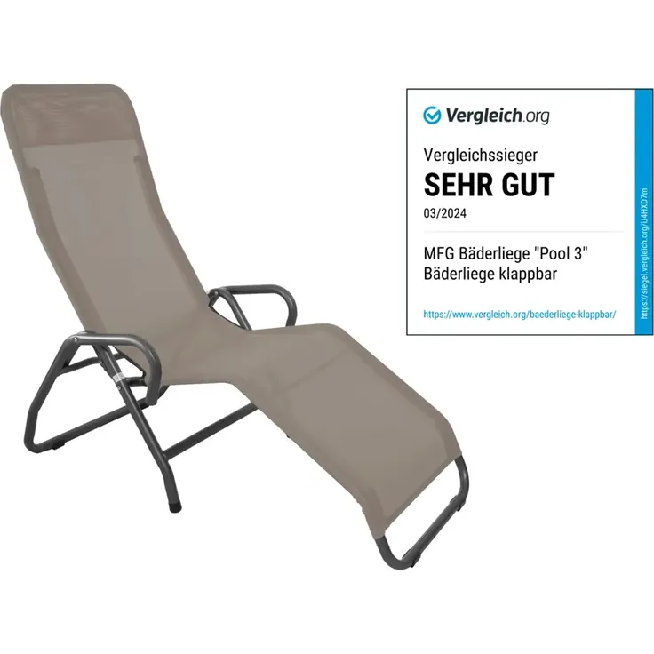 MFG 'Pool 3' Bäderliege klappbar, Textilbezug taupe, 190 x 55 cm – Bild 2