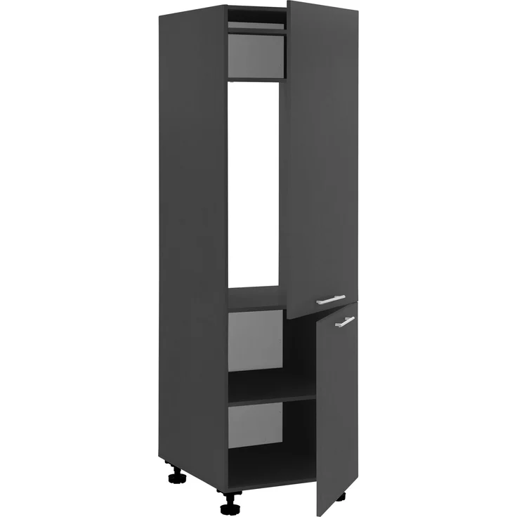 Kühlumbauschrank >LAUNDREEZY< in Anthrazit, Holzwerkstoff - 60x200x68cm (BxHxT) – Bild 2