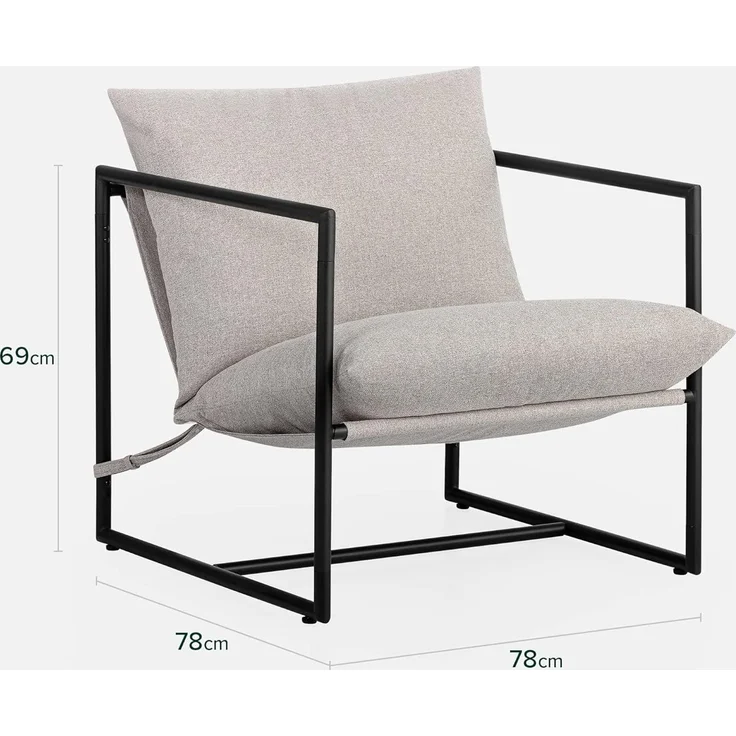 Zinus Aidan Extragroß Sling Akzent-Sessel 78 x 69 x 78 - Sessel mit Metallrahmen und Polsterung aus zerkleinertem Schaumstoff - Hellbeige – Bild 2