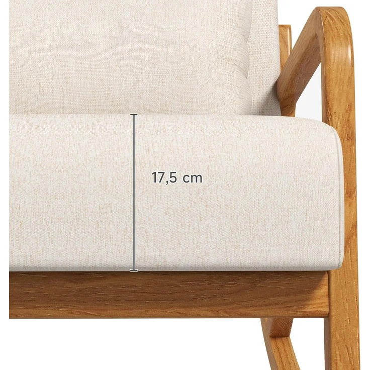 HOMCOM Schaukelstuhl Schwingsessel Relaxsessel mit weicher Polsterung (Schaukelsessel, 1 St), für Schlafzimmer, Wohnzimmer, Creme – Bild 7