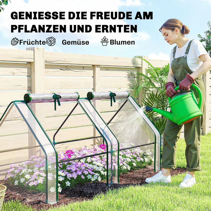 Outsunny Gewächshaus, Stahl, PVC, Transparent, 180L x 90B x 90H cm – Bild 6