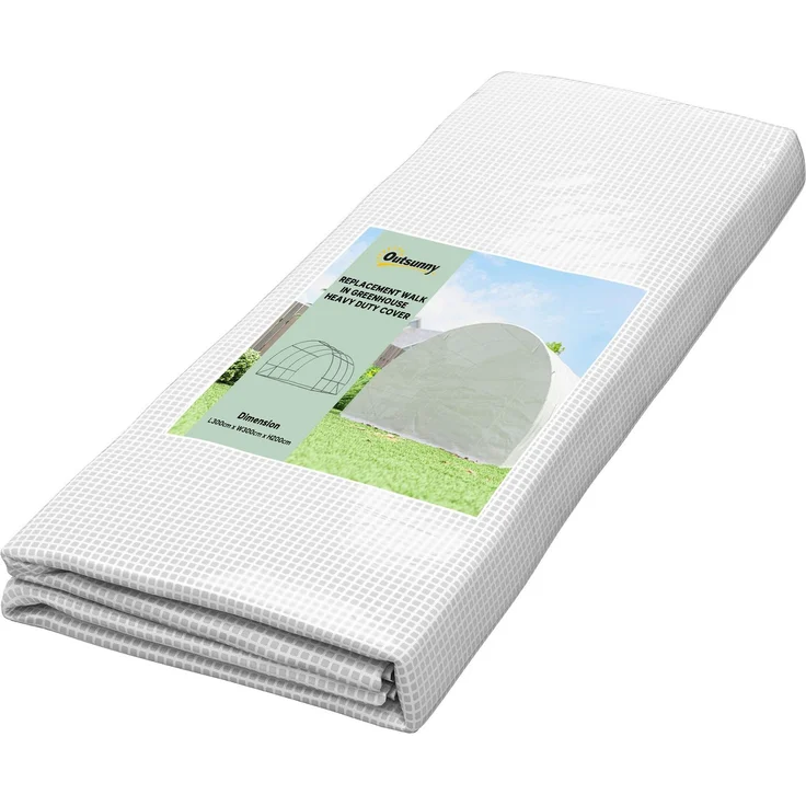Outsunny Gewächshausfolie, PE, Weiß, 300L x 300B x 200H cm – Bild 1