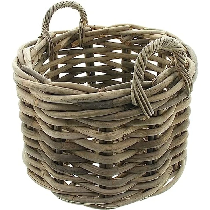 großer Rattankorb "Rustikal" Ø 50 cm, Rattan Aufbewahrungskorb, Brennholzkorb, Spielzeugkorb, Übertopf – Bild 4