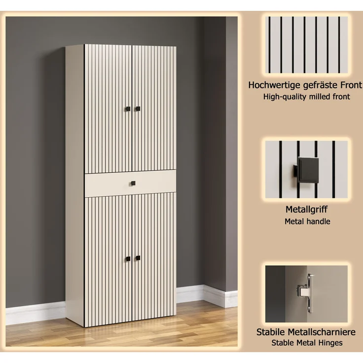 Badezimmer Hochschrank Bliss in grau 70 x 186 cm – Bild 8