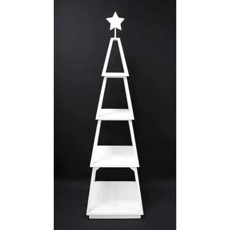 Dekoleidenschaft Standregal Dekotanne "Shabby White" aus Holz, weiß, Pyramide mit 4 Ebenen, 175 cm, hoch, Regal für Wohnzimmer, Küche & Bad, Weihnachtsbaum Alternative – Bild 2
