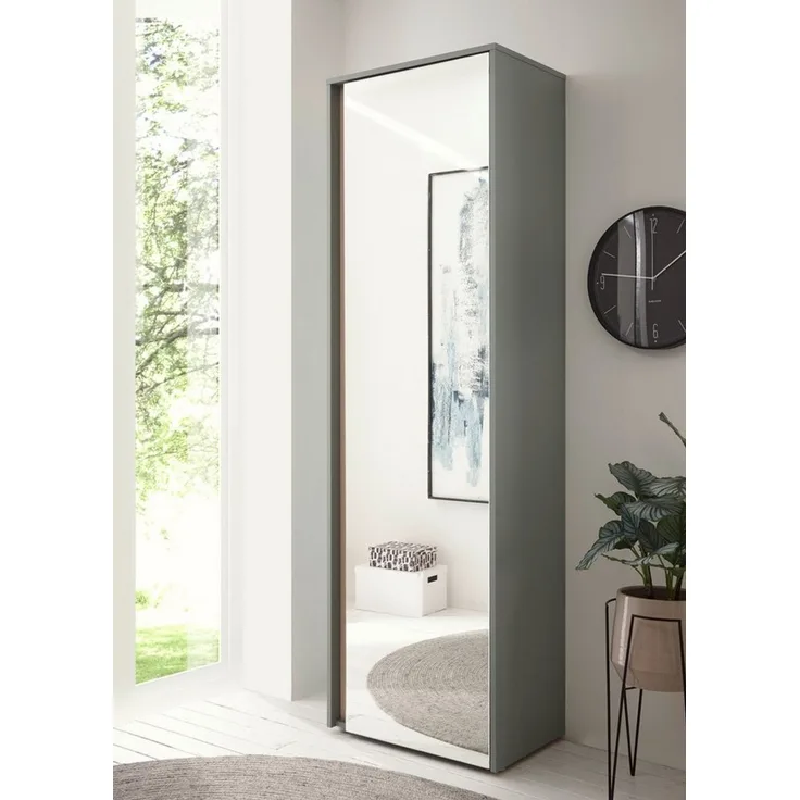Home affaire Garderobenschrank GiRON/CiTY, moderner Garderobenschrank, Kleiderschrank mit Stauraum Spiegeltür, Teleskopauszug, Tür beidseitig montierbar, 60 cm breit