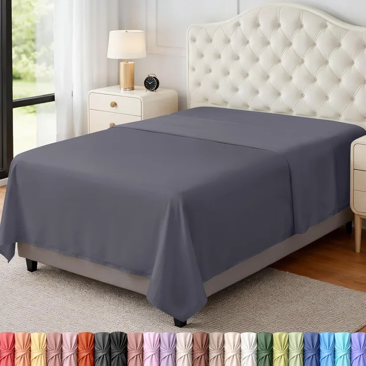 Utopia Bedding Bettlaken, Oberlaken, weich gebürstetes Mikrofasergewebe, kein Einlaufen, farbecht, pflegeleicht, nur 1 Bettlaken, Doppelbett-Größe, Grau (Grey)