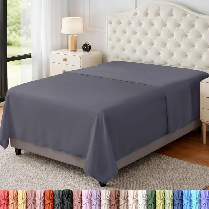 Utopia Bedding Bettlaken, Oberlaken, weich gebürstetes Mikrofasergewebe, kein Einlaufen, farbecht, pflegeleicht, nur 1 Bettlaken, Doppelbett-Größe, Grau (Grey)