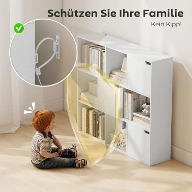 HOMCOM Bücherregal 9 Würfelfächer, Standregale 1-tlg, für Wohnzimmer, Büro, Weiß – Bild 6