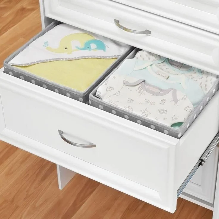 2er-Set Aufbewahrungsboxen gepunktet mDesign Stoffbox aus Kunstfaser grau/weiß – Bild 4