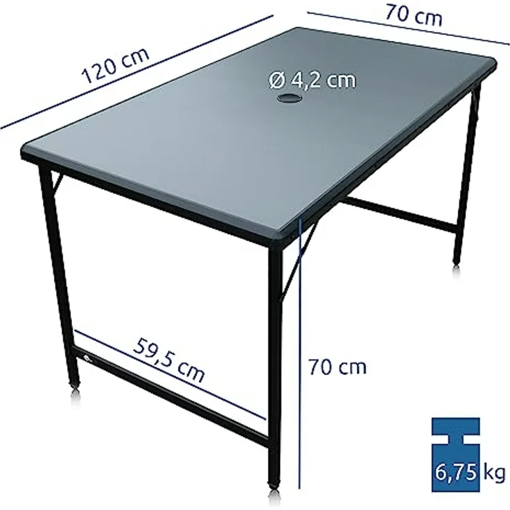 yourGEAR Campingtisch yourGEAR Campingtisch Tivoli XL - Klapptisch 120x70 cm Gartentisch – Bild 3