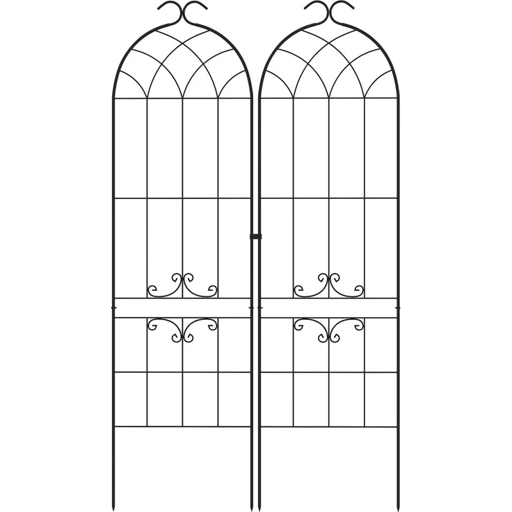 MELAYR, Set mit 2 Gartenrankgittern, Metallstütze für Kletterpflanzen, 50 cm lang x 181 cm hoch, Schwarz – Bild 2