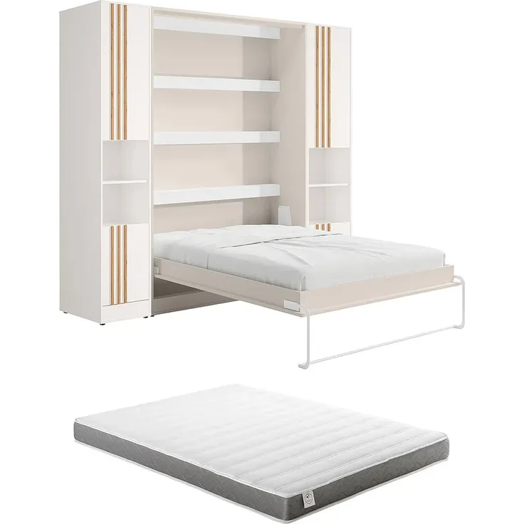 Vente-unique - RAPILI Bett Holz, Platte Beige - B 51,2 cm239,2 cm x H 225,2 cm x L 279 cm – Bild 6