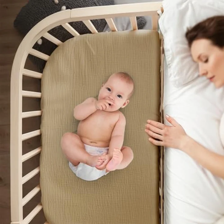 lulumoon Musselin Stubenwagen Spannbettlaken Set: Kinderwagen Matratzenbezug für Beistellbett und Wiege 100% Baumwolle 90x40 cm 2er Pack (Weiß Gelb) – Bild 8