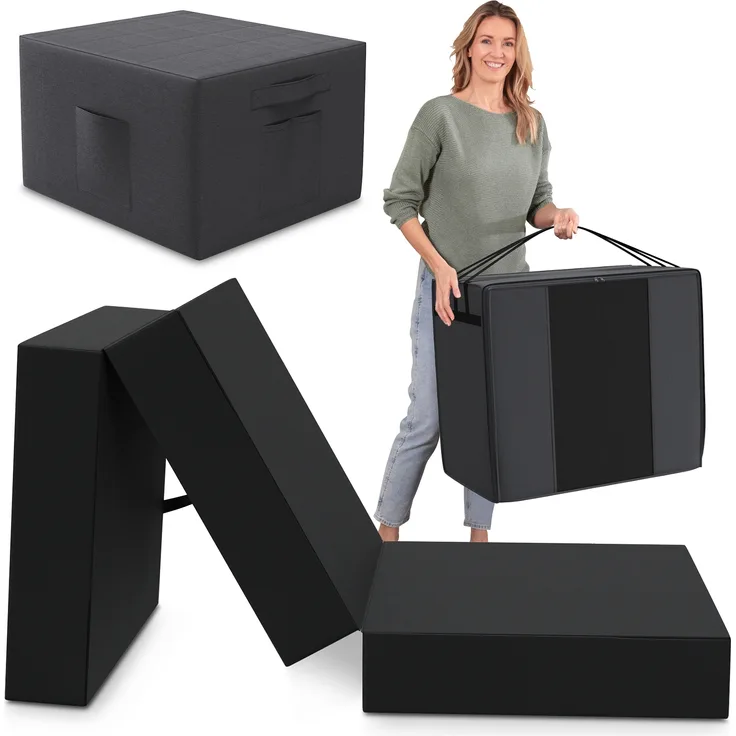 Bestschlaf Klappmatratze Spar-Set inkl. Husse & Transporttasche, Polyester, Schwarz / Anthrazit, 90x200 cm