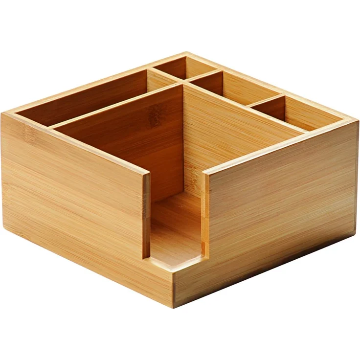 6 Stück Besteckkasten mit Serviettenspender - Bambus, 18 x 18cm – Bild 2