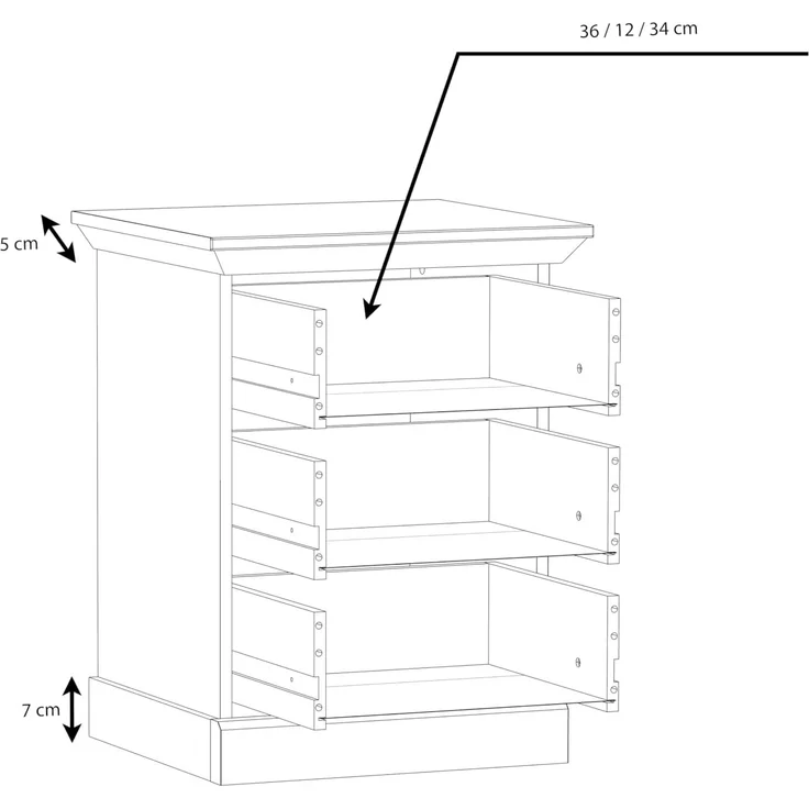 Forte Möbel Nachttisch, Holzwerkstoff, Pinie weiß, B x H x T: 49,8 x 66 x 44,9 cm – Bild 7