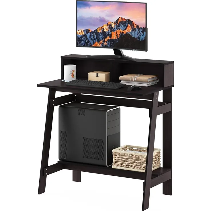 Furinno Simplistic Ein Rahmen-Computertisch, PC-Tisch, Bürotisch, Dunkle Walnuss, 80. 3 (Breite) x 90. 4 (Höhe) x 45. 5 (Tiefe) cm