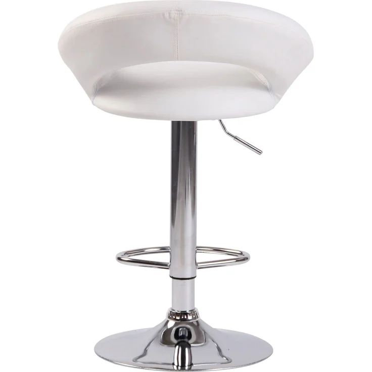 2er Set Barhocker MEKIM - Kunstleder Weiß 53x47x80 cm Silber | Barstuhl Höhenverstellbar Mit Lehne Drehbar Tresenhocker Tresenstuhl Kneipenhocker – Bild 6