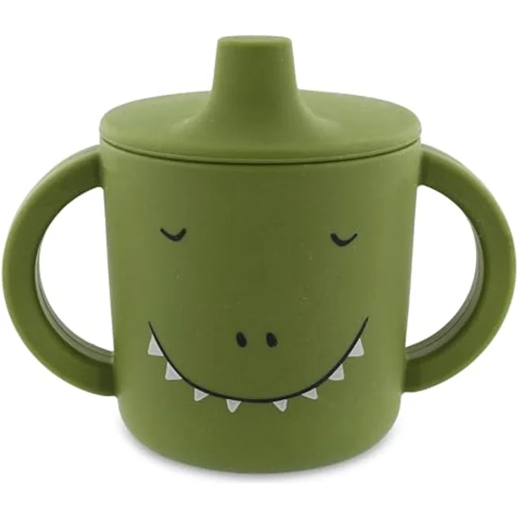 Trixie Silikon Trinkbecher Baby, Trinklernbecher Becher Jungen und Mädchen | Weicher Soft Cup und erste Tasse für Jungs Mädels ab 4 Monate, griffiger offener Beißbeutel aus flexiblem Silikon, bruchfest