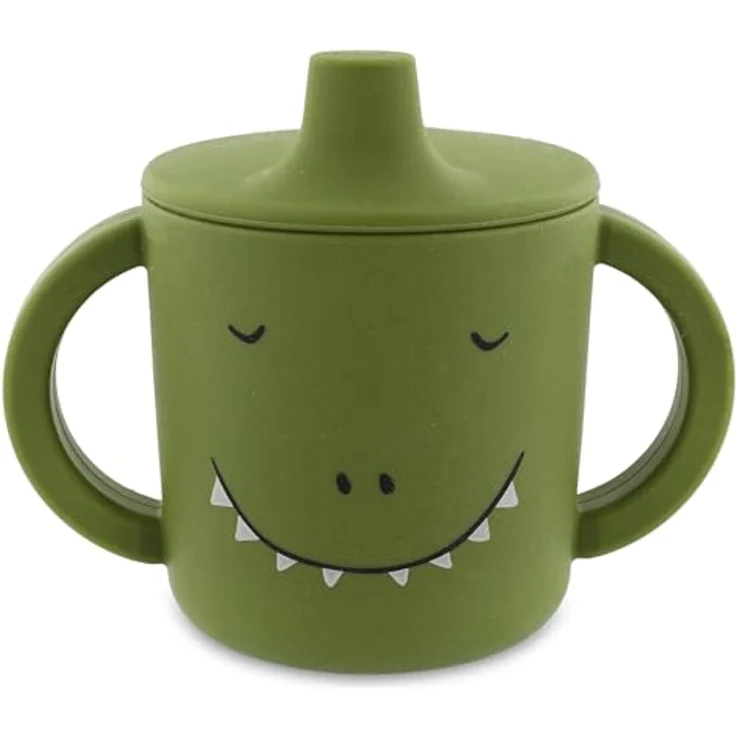 Trixie Silikon Trinkbecher Baby, Trinklernbecher Becher Jungen und Mädchen | Weicher Soft Cup und erste Tasse für Jungs Mädels ab 4 Monate, griffiger offener Beißbeutel aus flexiblem Silikon, bruchfest – Bild 1