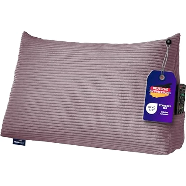 Traumnacht Cozy Rückenkissen, Lesekissen, 70x40 cm, rosa, Abnehmbarer,waschbarer Bezug aus gemütlichem Kord, praktisches Seitenfach, Öko-Tex Zertifiziert, produziert nach deutschem Qualitätsstandard – Bild 2