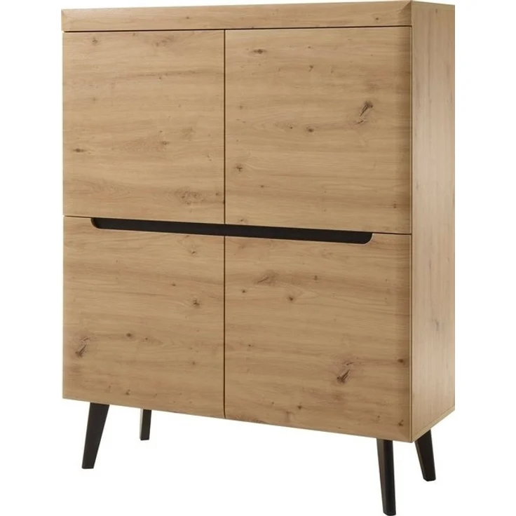 INOSIGN Highboard Torge, Kommode, Schrank, Sideboard, Anrichte, Mehrzweckschrank (1 St), abgeschrägte Füße, drei Farben, Scandi Design, 107 cm breit – Bild 4