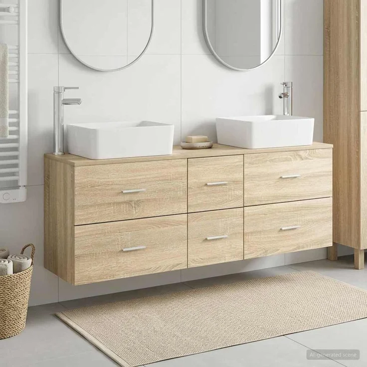 vidaXL Badezimmerschrank-Set 3 stk. Sonoma-Eiche 136 x 35 x 80 cm 3405861 – Bild 1